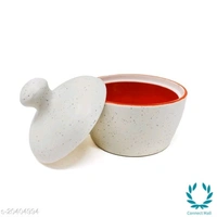 Handcrafted White Red Marble Ceramic Butter Pot with Lid - Butter pot